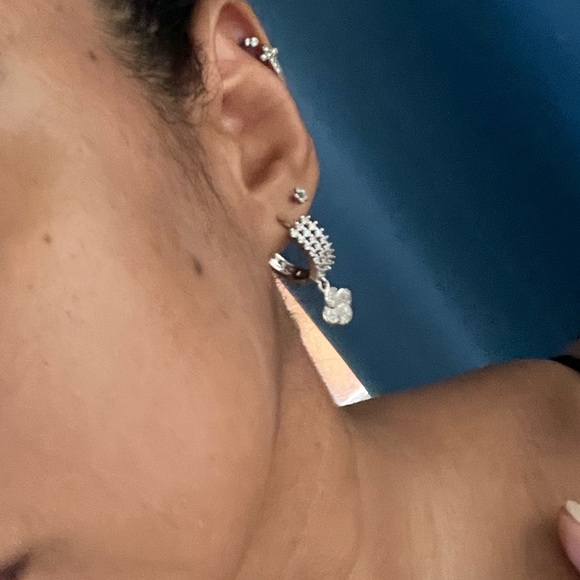 Swarovski silver chucky hoops - Picture 2 of 8